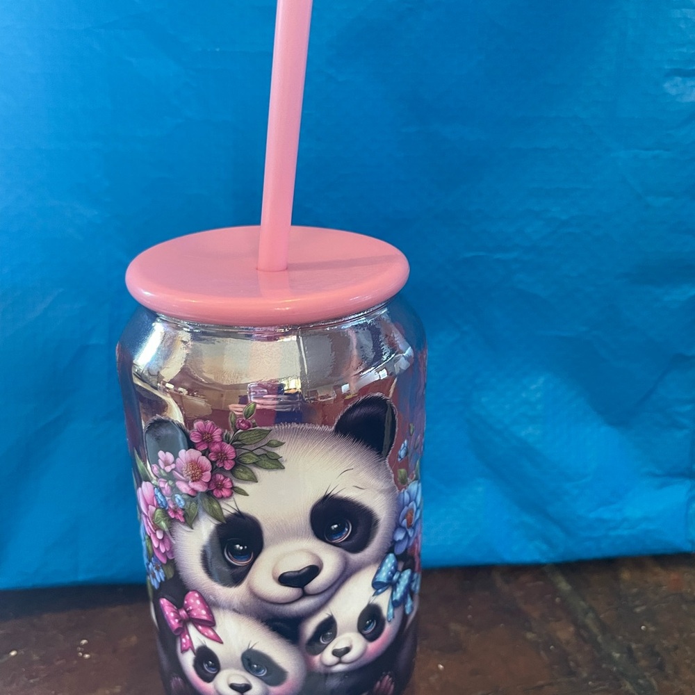 Panda Tumbler with Straw